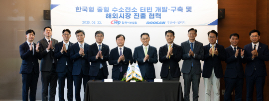 한국서부발전과 두산에너빌리티가 22일 업무협약을 맺고 한국형 중형 수소 전소 발전 실증 등에 나서기로 했다. [서부발전]
